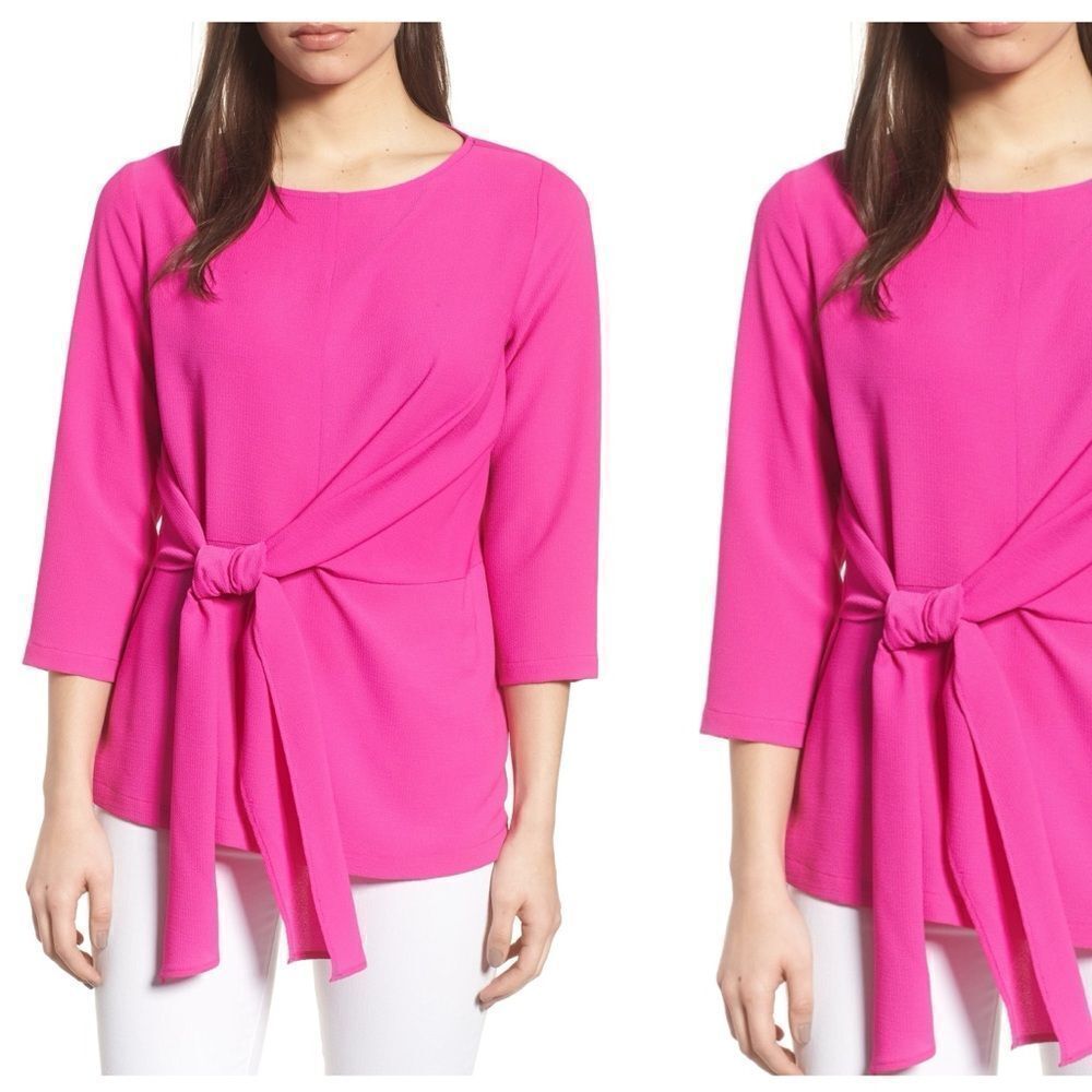 Gibson X Tie Front Crepe Top Size Medium